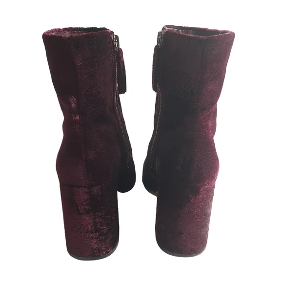 Steve Madden Women's Jaque Burgundy Velvet Ankle Boots 9M - Picture 5 of 15